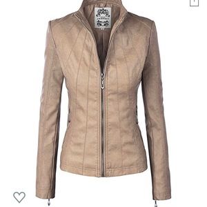 Made by Johnny tan faux leather jacket